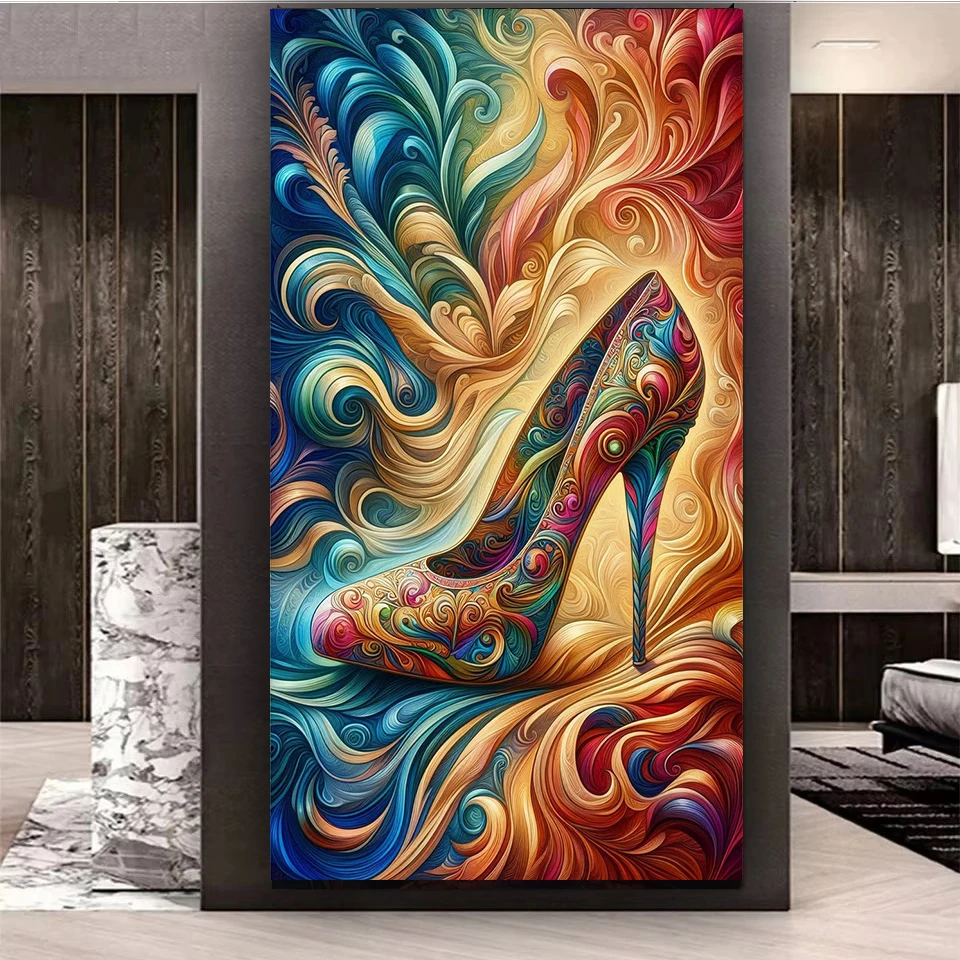 

Алмазная картина «сделай сам», абстрактные туфли на высоком каблуке, полная квадратная круглая Алмазная мозаика, ювелирные изделия, вышивка крестиком, пейзаж, искусство для украшения дома