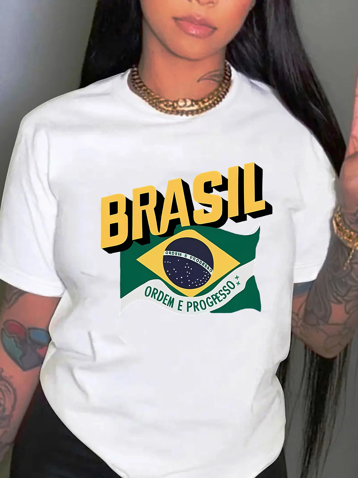 

Флаг Бразилии с графическим принтом, лето, осень, зима, хлопковые мужские и женские футболки с короткими рукавами, роскошный бренд для занятий спортом на открытом воздухе