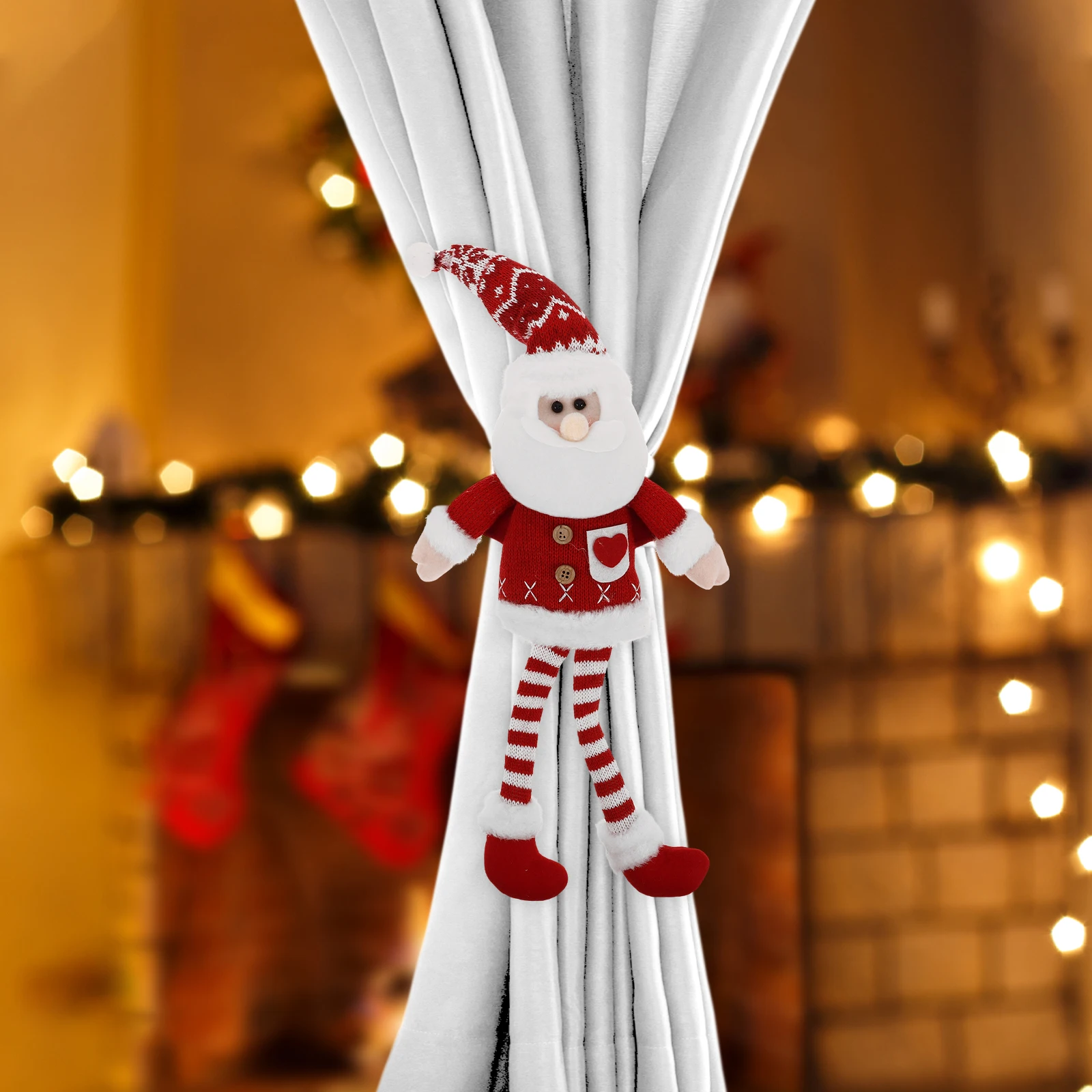 

Christmas Curtain Buckle Santa Claus Cartoon Decoration Festive Holiday Window Drapery Holdback Home Bedroom Rv Decorative