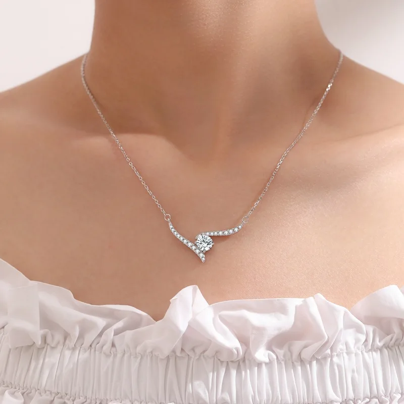 D Color 1ct Moissanite Luxury High Sense Diamond Pendants Necklaces For Women Certified Original 925 Silver Necklace Trend 2024