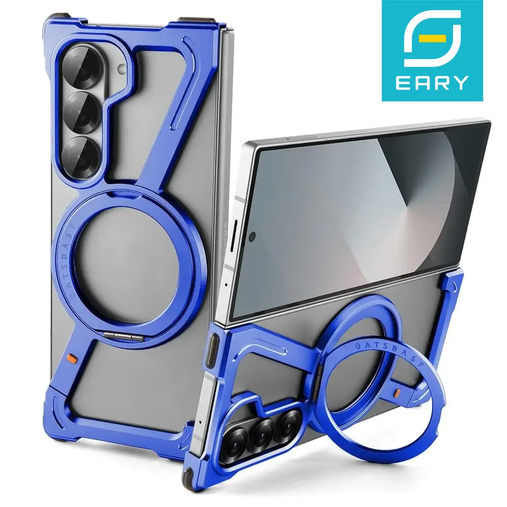 

Eary Aluminum Frame Case for Samsung Galaxy Z Fold 7 Magsafe 360°Rotation Magnetic Stand Metal Shockproof Protective Phone Cover