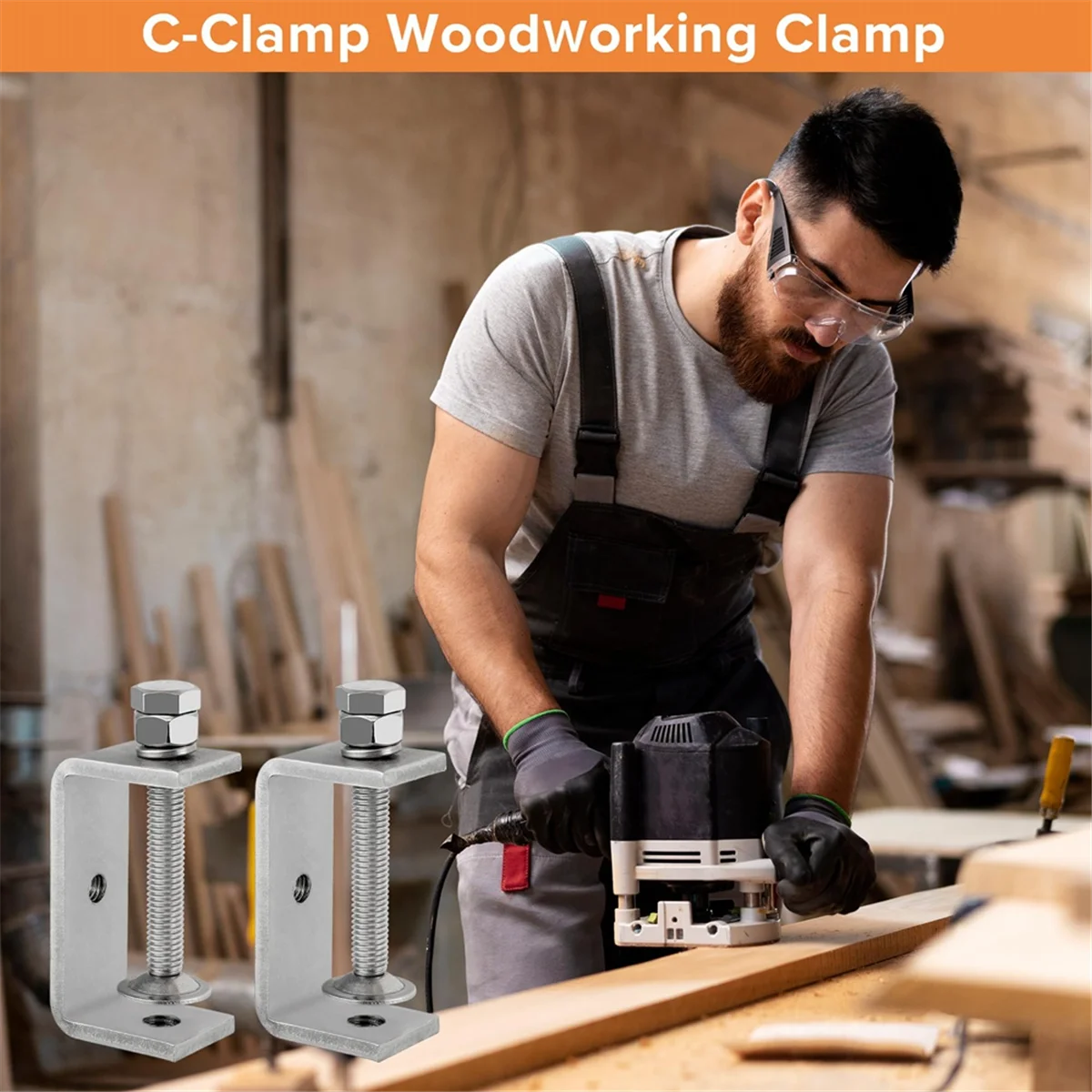 คีมหนีบเหล็กสแตนเลสรูปเสือ304 2ชิ้นตัวหนีบงานไม้ตัวซีสำหรับงานหนัก Welding-45mm