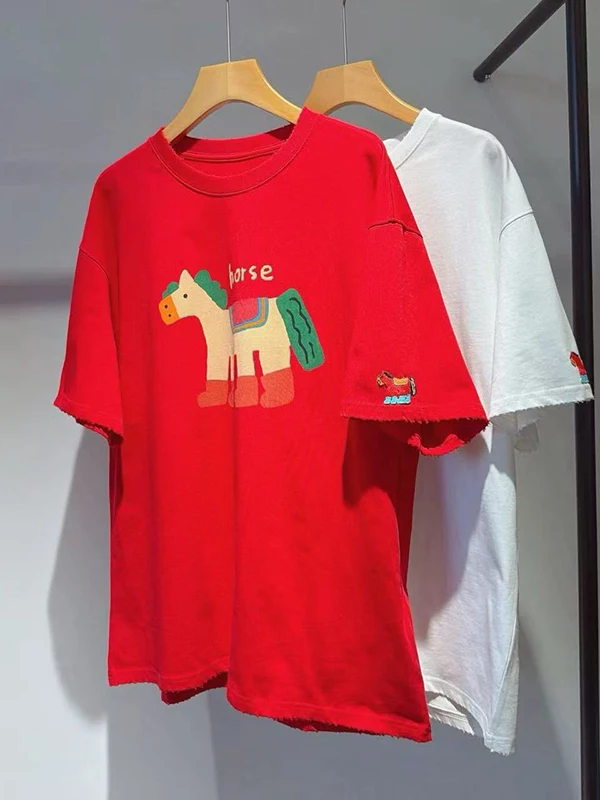 

Женская повседневная футболка с круглым вырезом и 7 узорами, 100% хлопок, стандартный крой