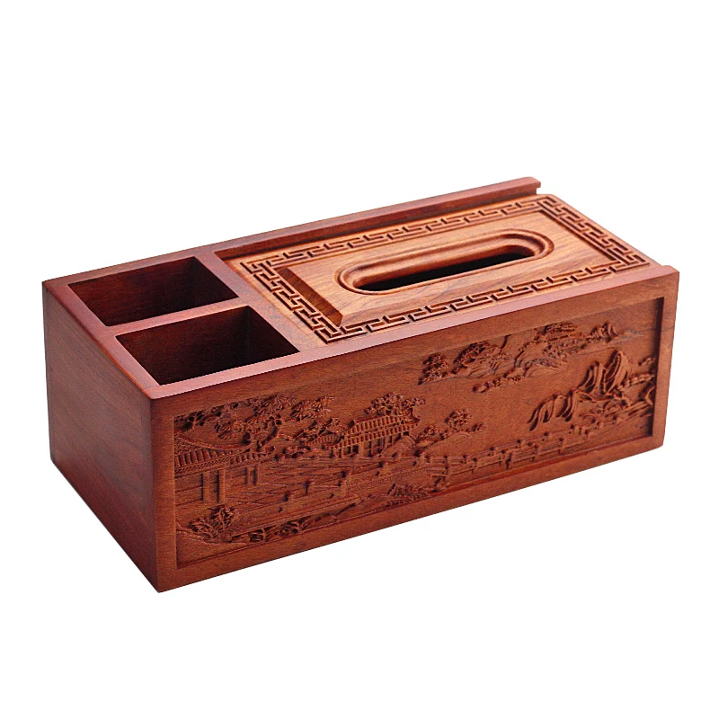 Vietnamese rosewood tissue box, multifunctional solid wood paper drawer, remote control, desktop rectangular dining paper box, s