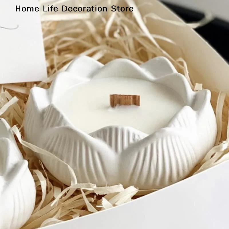 【H】Lotus Candlestick Silicone Mold DIY Handmade Storage Box Plaster Concrete Resin Candle Holder Craft Casting Molds Home Decor