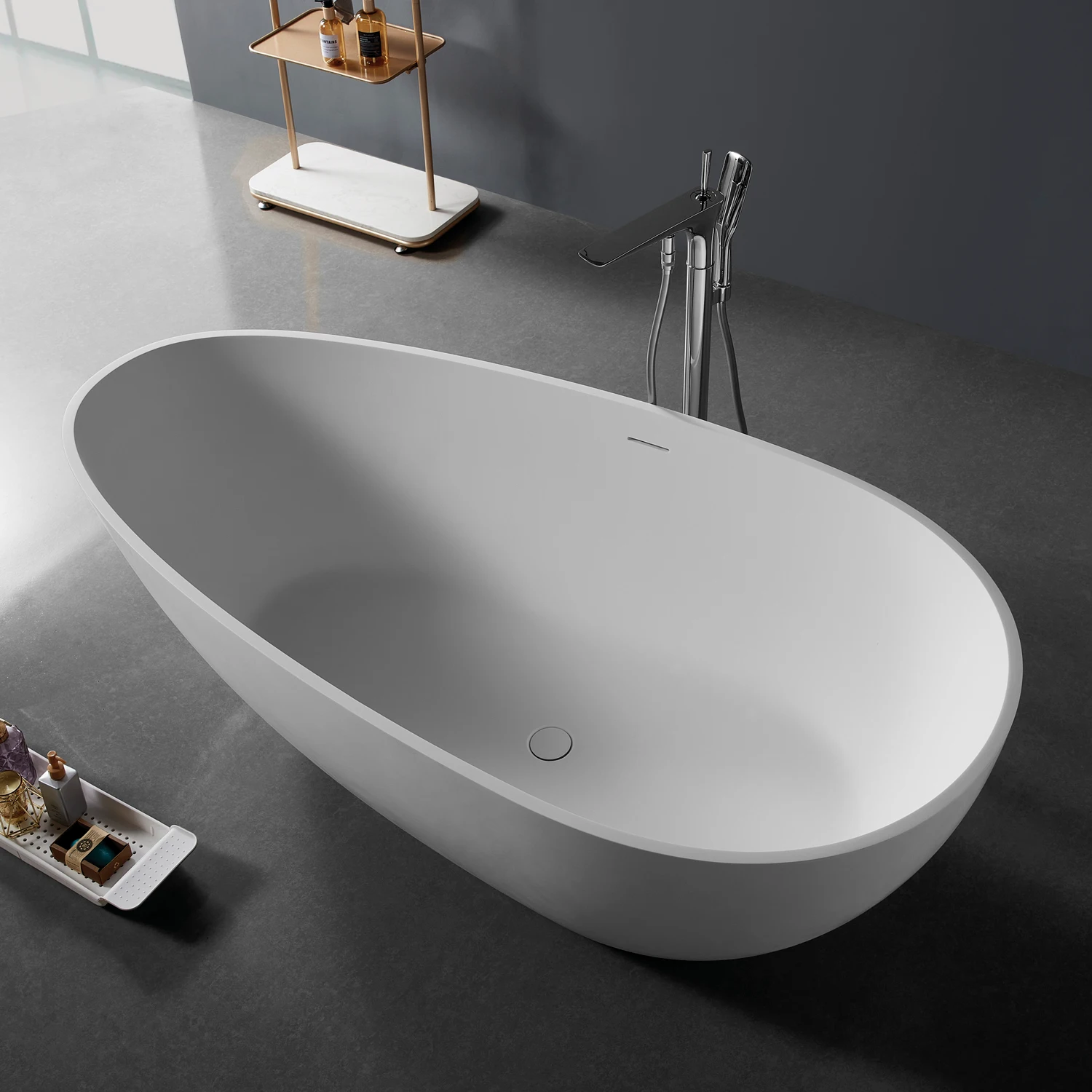 

Contemporary White Acrylic Oval Design Freestanding Soaking Hot Tub Portable Indoor/Outdoor Hotel Home Bathroom