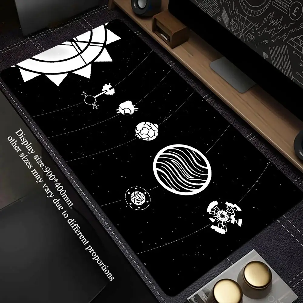 Solar System Galaxy Gaming Mouse Pad XXL Large Desk Mat Black Space Planet Anti-slip Keyboard Mat with Lock Edge for PC Gamer