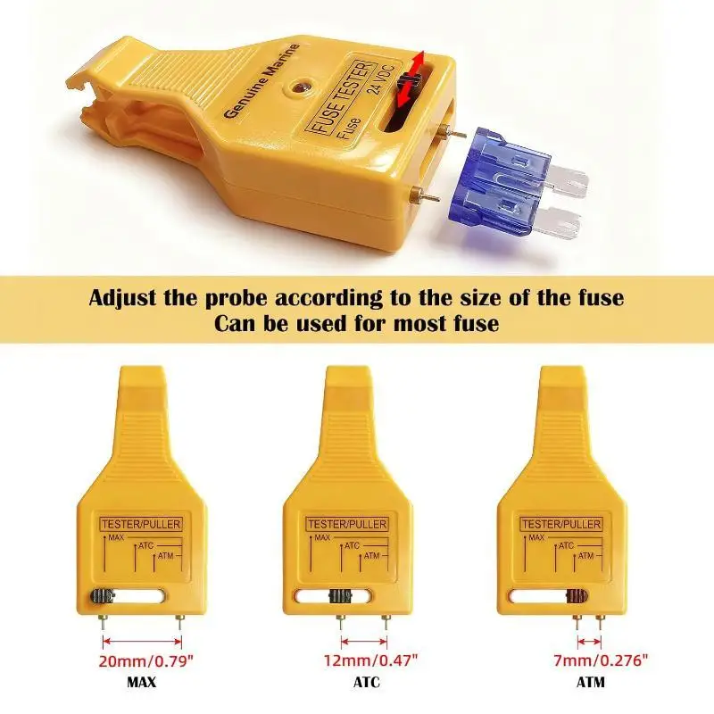 24V Portable Automotive Blade Fuse Tester with Puller Compatible with ATR ATO/ATC ATM Fuses for Road Emergency