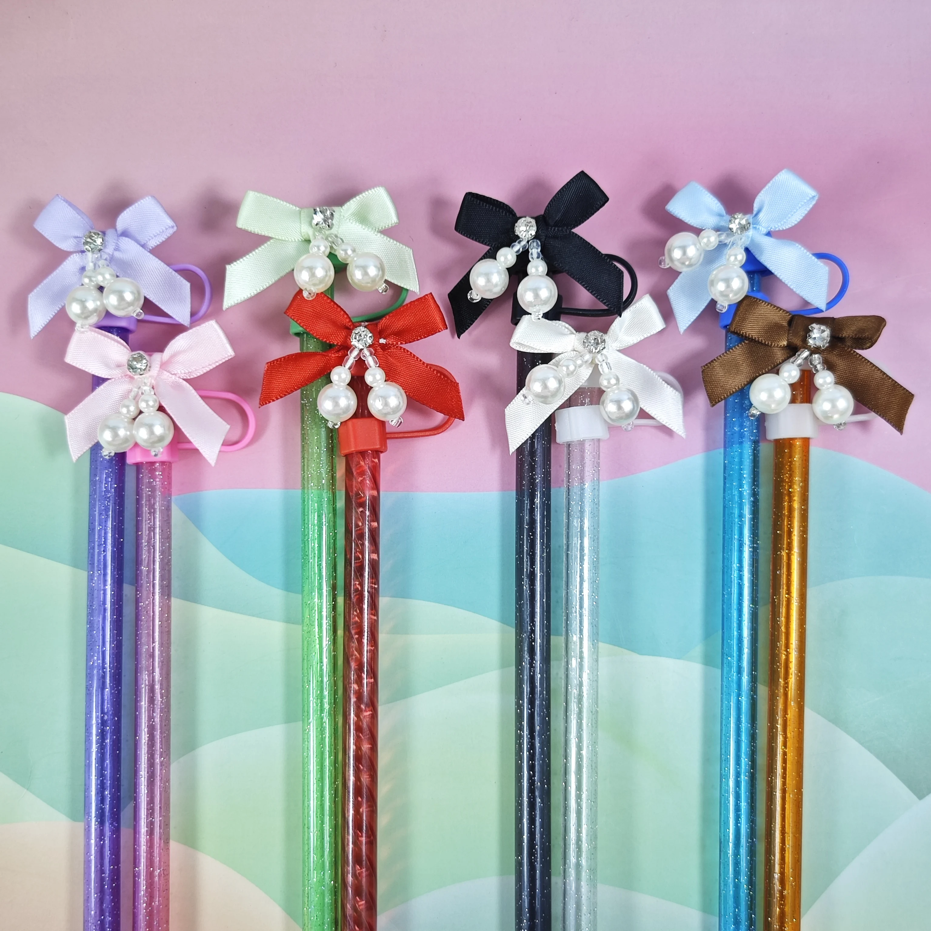 New And Good-Looking Pearl Bow Straw Cap Protective Case