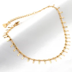 Simple Gold Color Stainless Steel Anklets Bracelets Women Tassel Starfish Leg Chain Heart Tag Foot Jewelry Summer Accessories