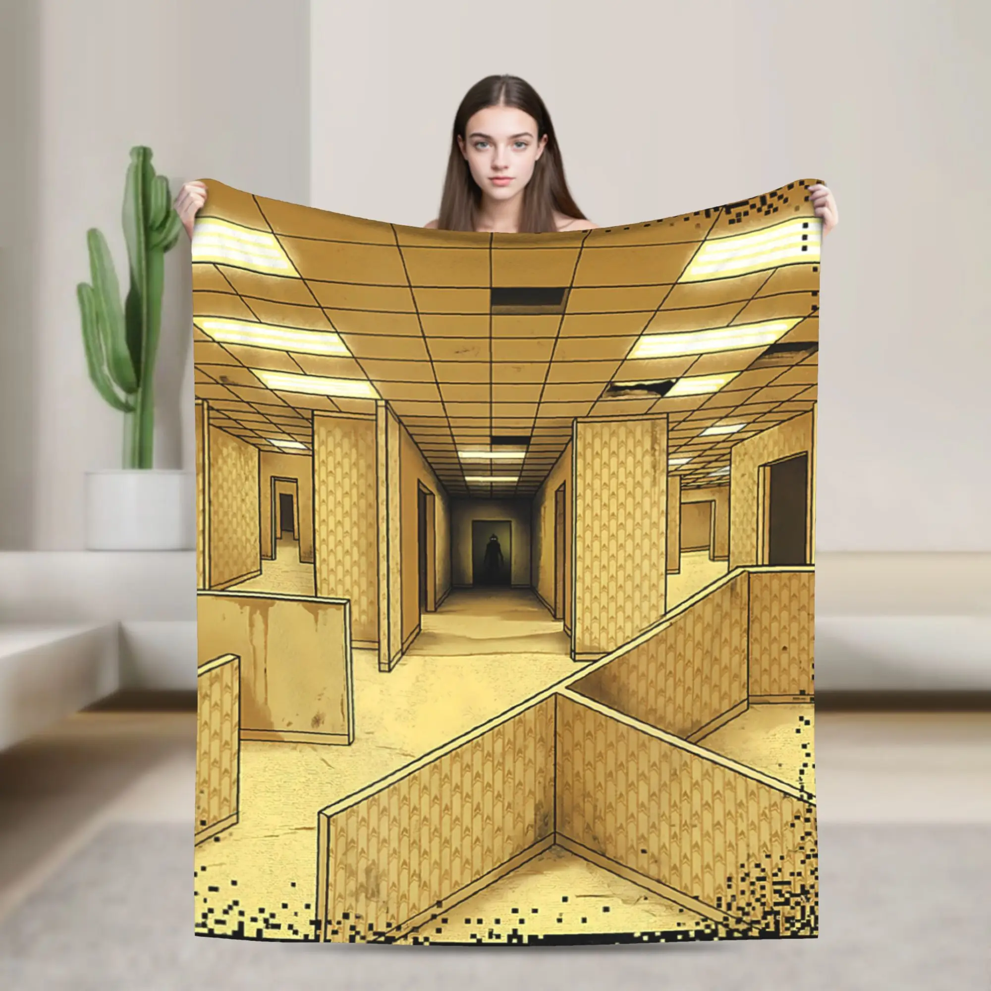 Warm Soft Blanket Picnic The Backrooms Level 0 Liminal Space Horror Throw Blanket  Flannel Bedspread Comfortable Sofa Bed Cover
