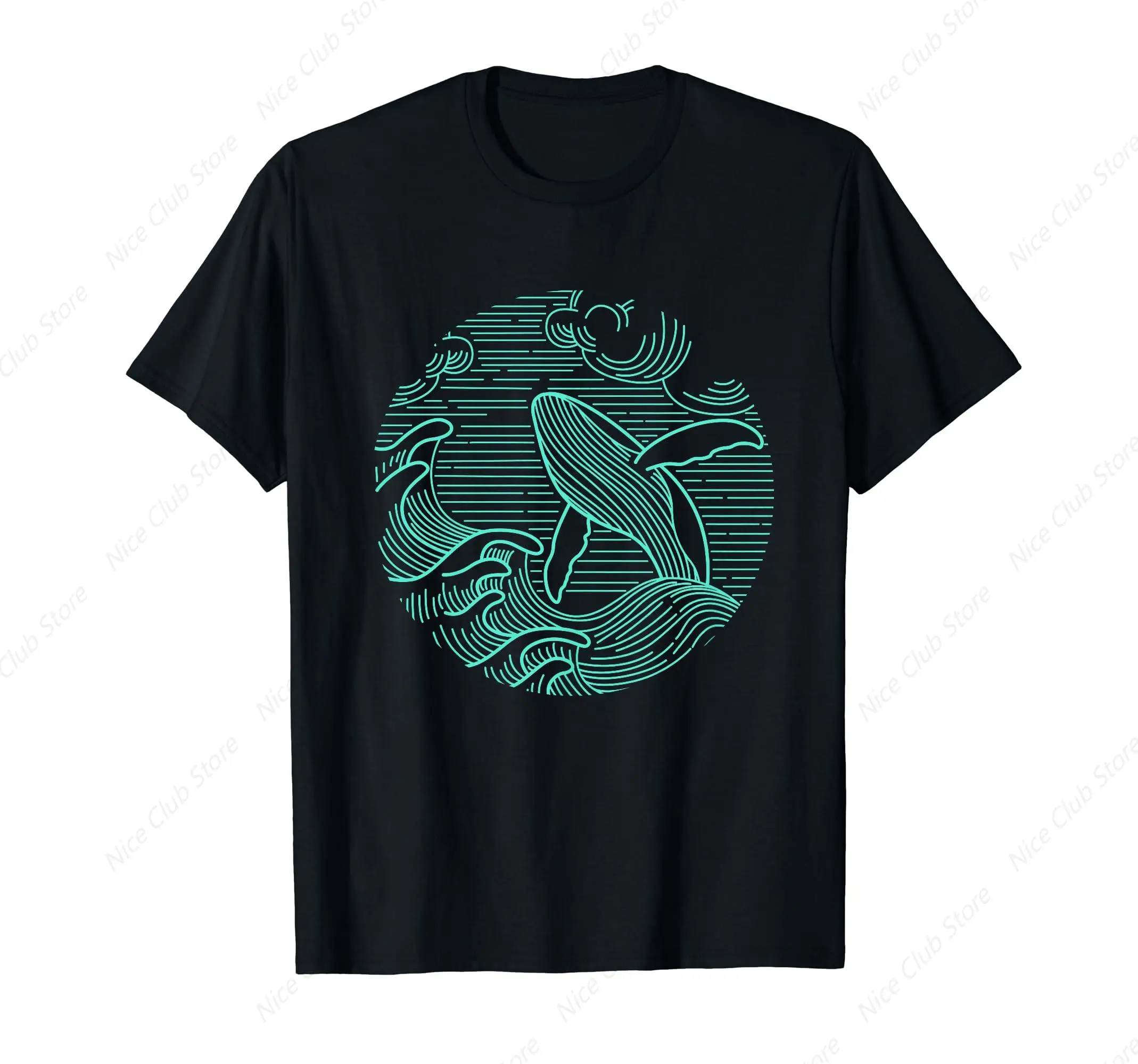 Humpback Whale Marine Life T-Shirt for Men Cotton 100% Summer Tops Women