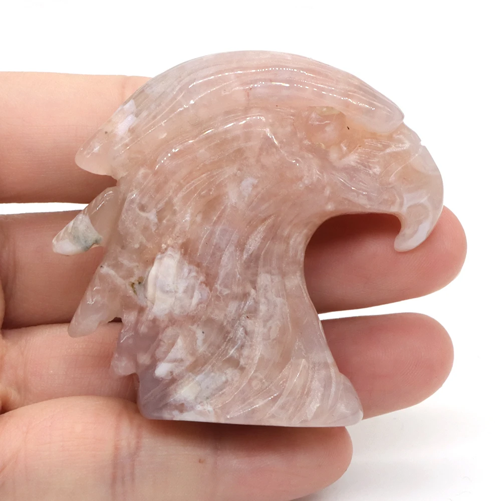 1PC Elephant Bear Dinosaur Eagle Indians Skull Statue Natural Blossom Agate Healing Crystal Animal Stone Home Decoration Craft