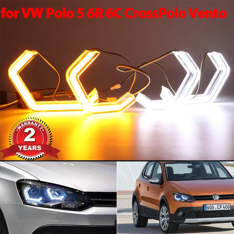 

M4 style LED Angel Eyes Kit Ring Lamps For Volkswagen VW Polo 5 6R 6C CrossPolo Vento Refit Day Light turn signal light