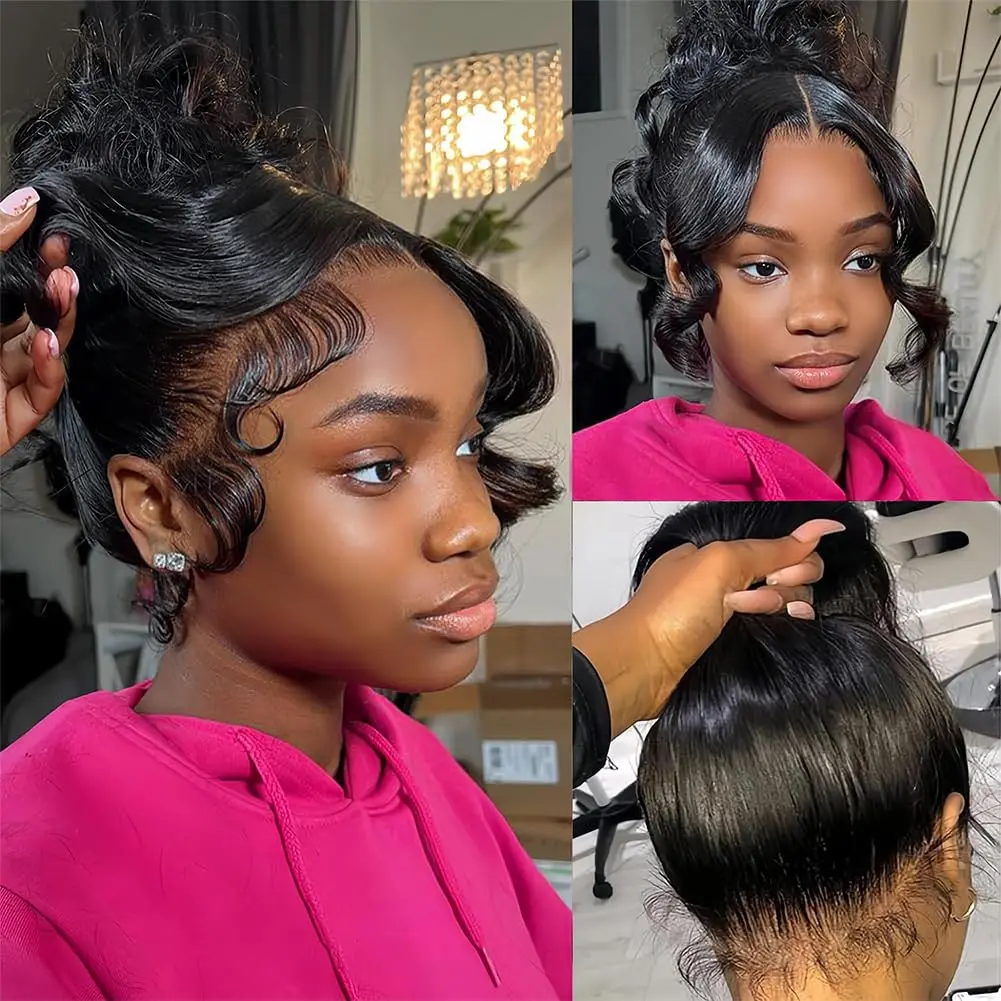 

Hidden Strap Body Wave 360 Full Lace Front Wigs Human Hair 30 36 Inch Water Curly 13x4 13x6 Lace Frontal Human Hair Wig 240%