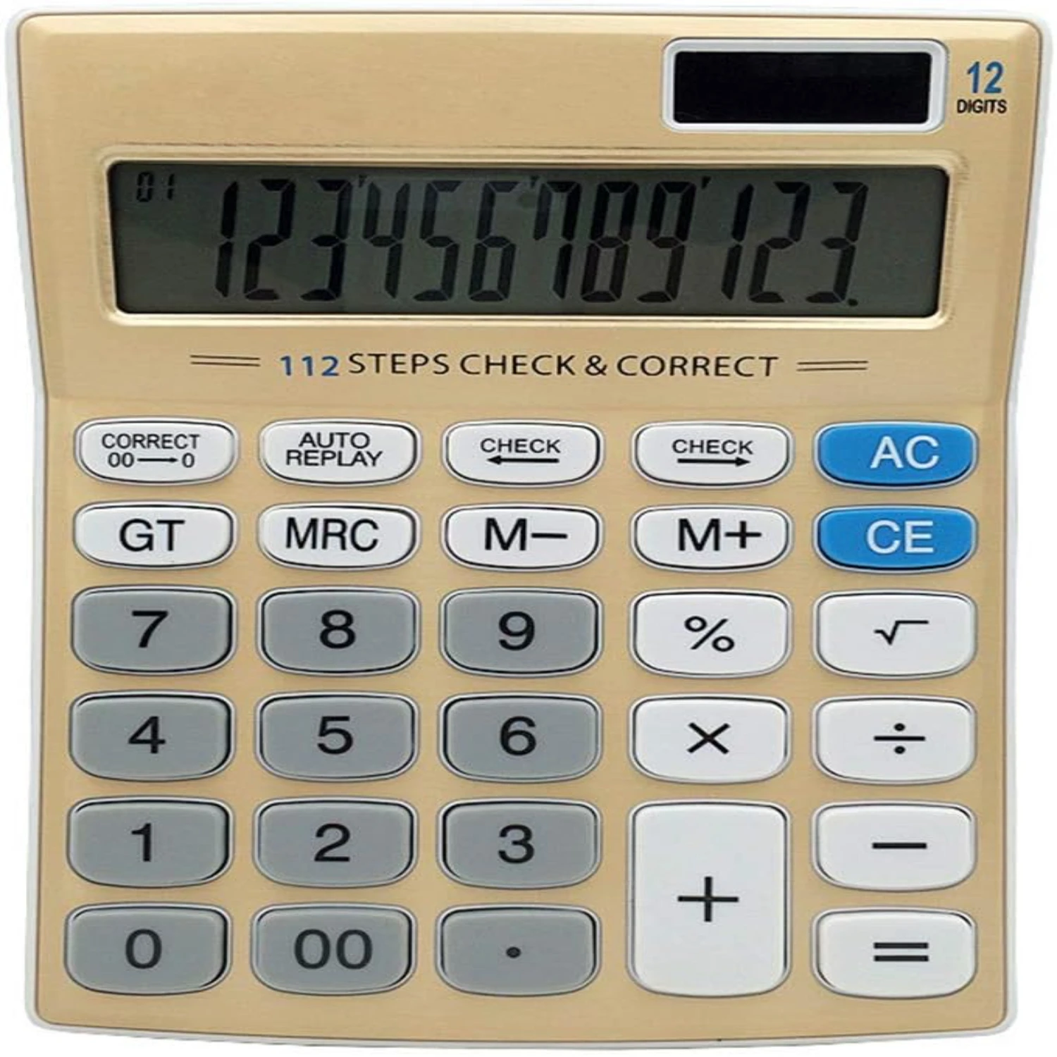 Standard  Desktop Calculator, Solar Battery Dual Power with 12 Digit Large LCD Display  Calculating Machine for Office/ Elegant