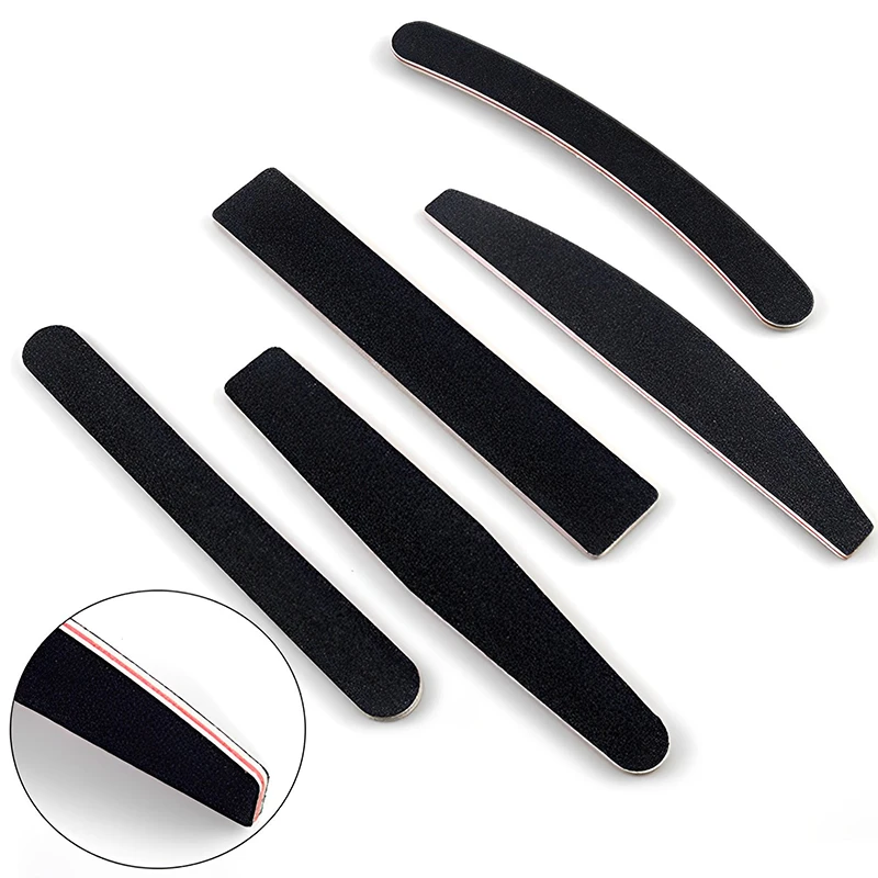 

50Pcs Dual-Sided Nail Files 100/180 Professional Gel Polish Buffer Blocks Black Portable Nail Art Acrylic Files Manicure Tools