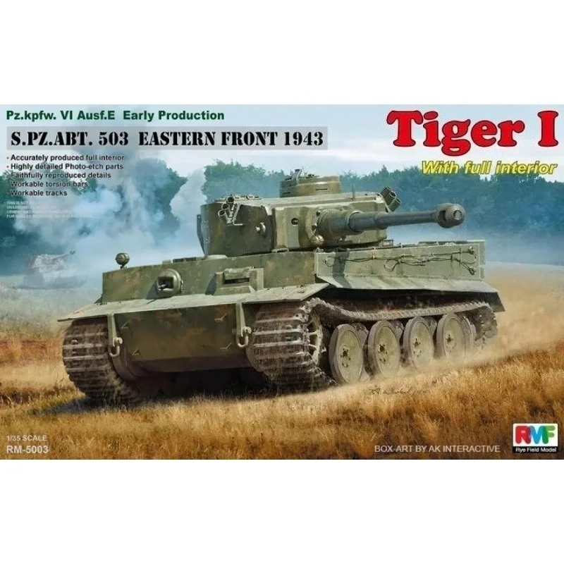 

1/35 Ryefield model RM-5003 Tiger tank early stage （with full internal kit）assembly Scale diy toys Model Kit
