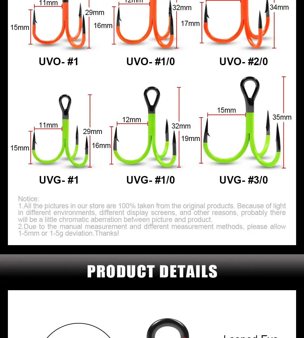 Spinpoler Flame Treble Hook UV Orange/Green Coated Point Treble Hooks 2X Strong Black Nickel Soft Lure Swimbait Pesca Tackle