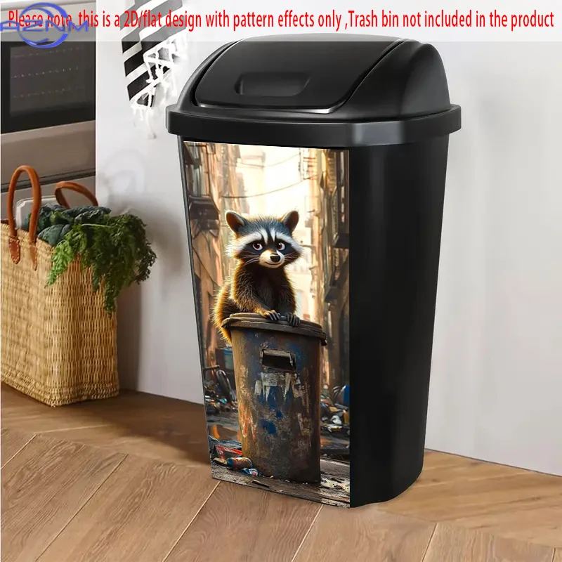 of Raccoon Design Stickers for Trash Cans, Made of PVC. These Decorative Stickers Are Suitable for Wheelie Bins, Alley Bins, U