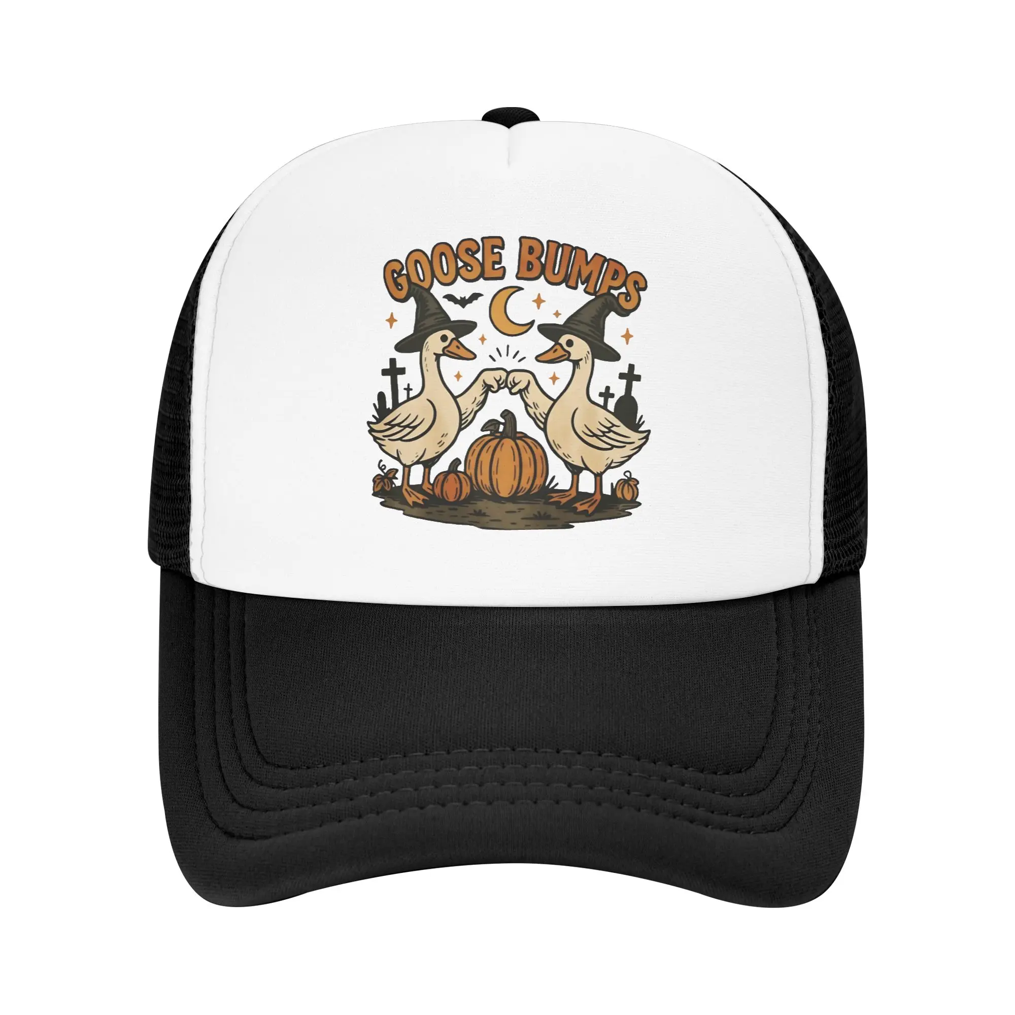Goose Bumps Witch Geese Pumpkin Mesh Baseball Caps Trucker Worker Hats Adjustable Snapback Caps Golf Hats Summer Trucker Caps