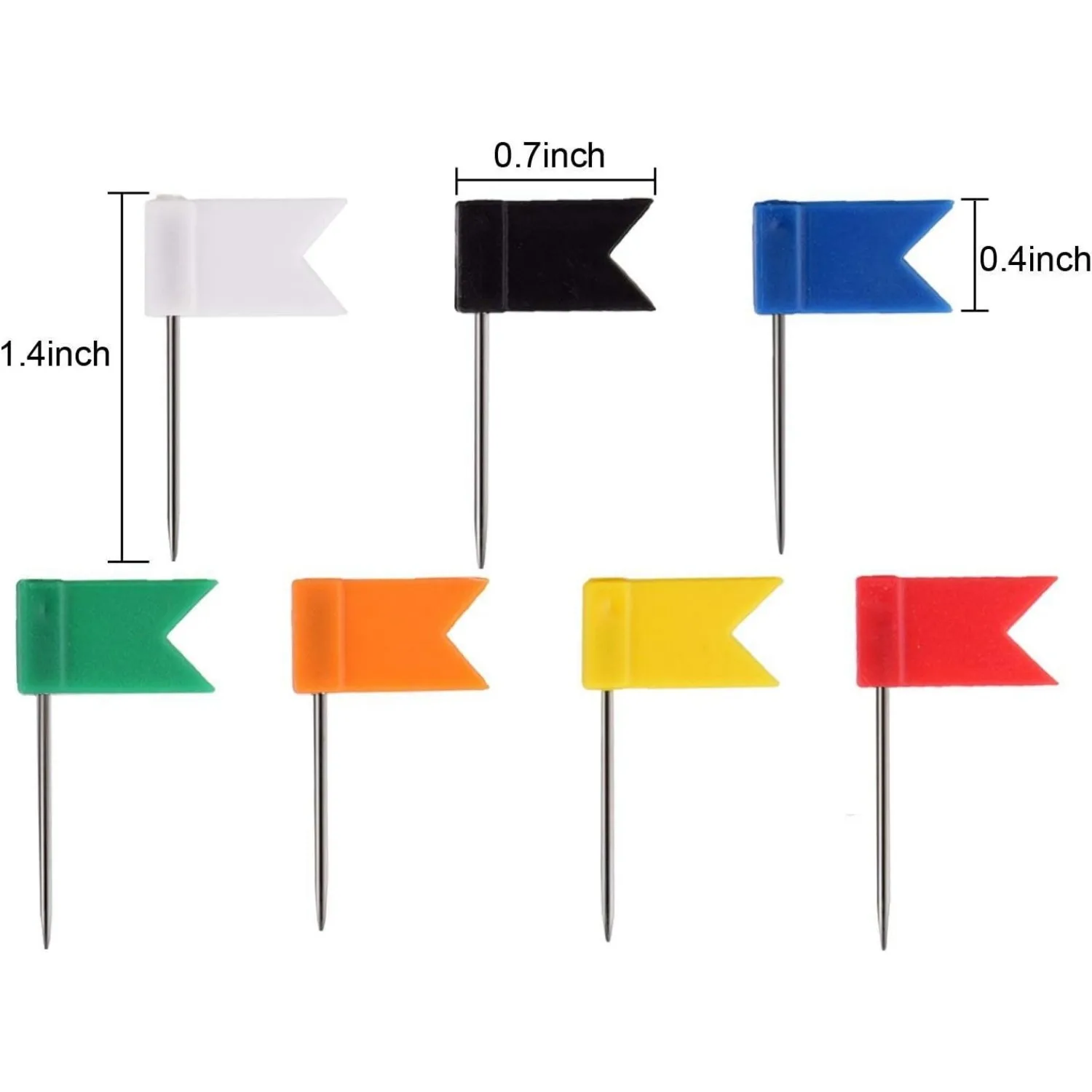 100PCS Map Flag Push Pins, Newlan Colorful Map Tacks Push Pins, Flag Tacks with Steel Points - 7 Colors