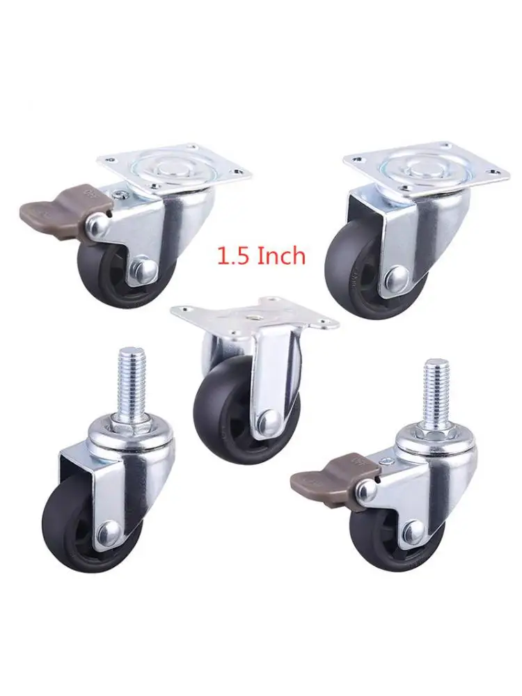 

(4 Packs) 1.5 Inch Black PP Caster Flat Light Universal Wheel Sofa Coffee Table Pulley