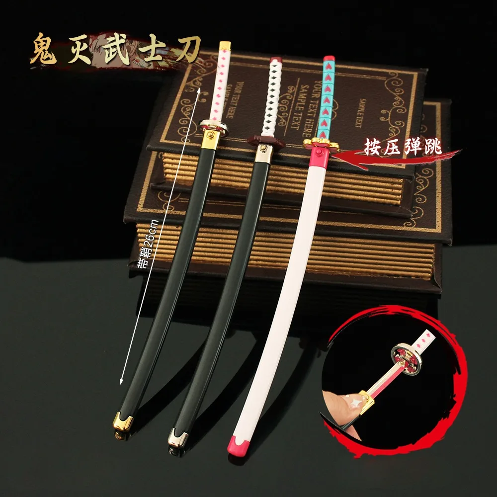 

26cm Bouncing Katana Demon Slayer Animation Peripherals Tsuyuri Kanao Tomioka Giyuu Weapon Alloy Spring Version Toys Collections