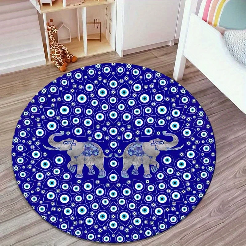 

1pc Evil eye elephant pattern blanket, machine washable, suitable for bedroom and living room decoration