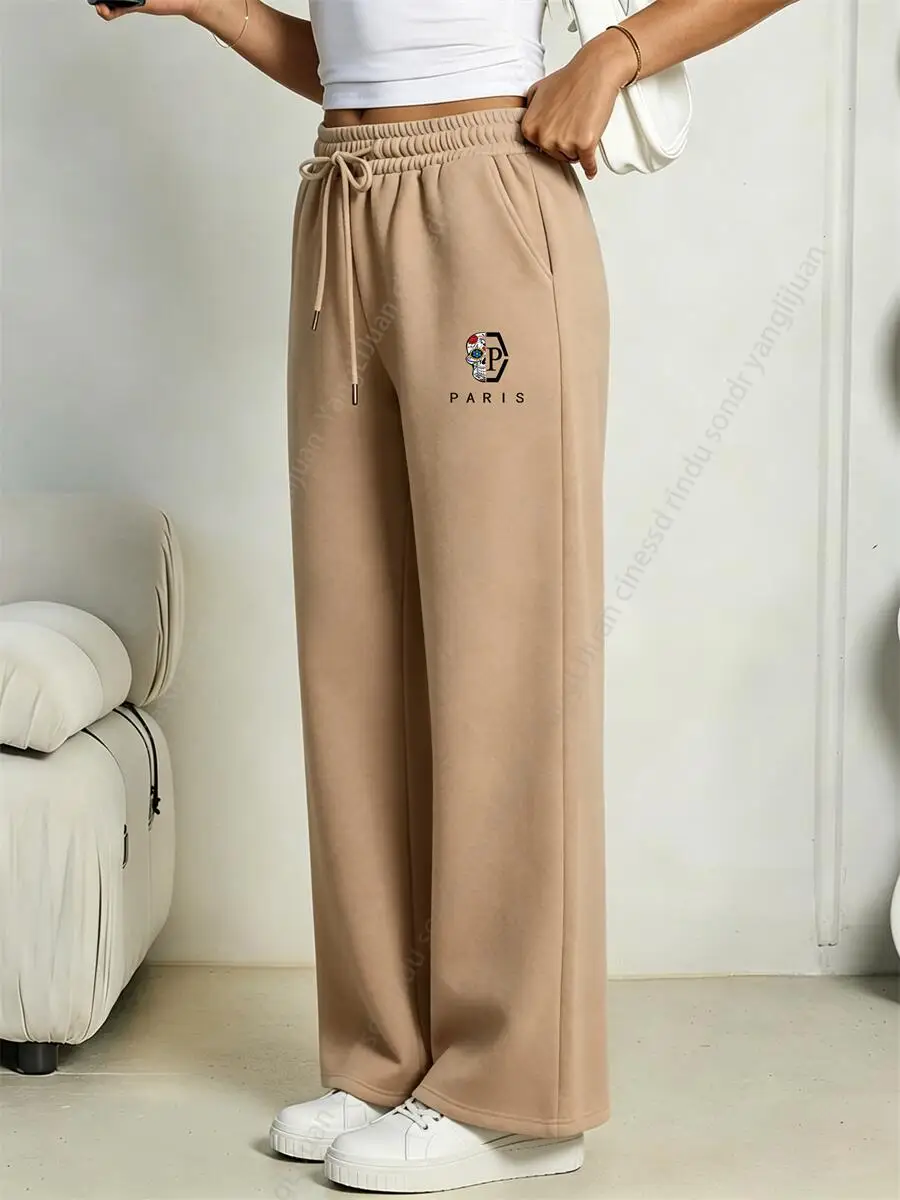 Women's Pants Straight Leg Joggers Trousers Fleece Lined Graphic Print Sports Jogging Fashion Street Hip Hop Sweatpants Woman