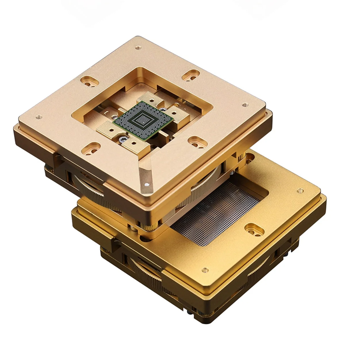 Image of AT59 Aluminiumlegierung BGA Reballing Station Kit 90x90mm BGA Reballing Station mit 10/PCS BGA Universal Schablone Lötkugeln