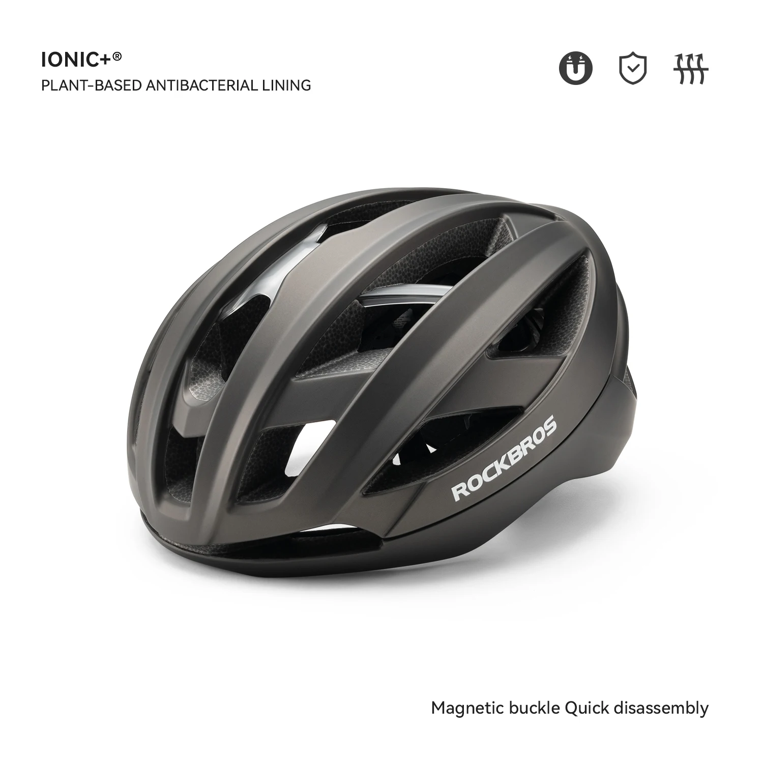 ROCKBROS Fiets helm lichtgewicht ademend antibacterieel geïntegreerd vormgegeven helm met verstelbare magnetische gespsluiting