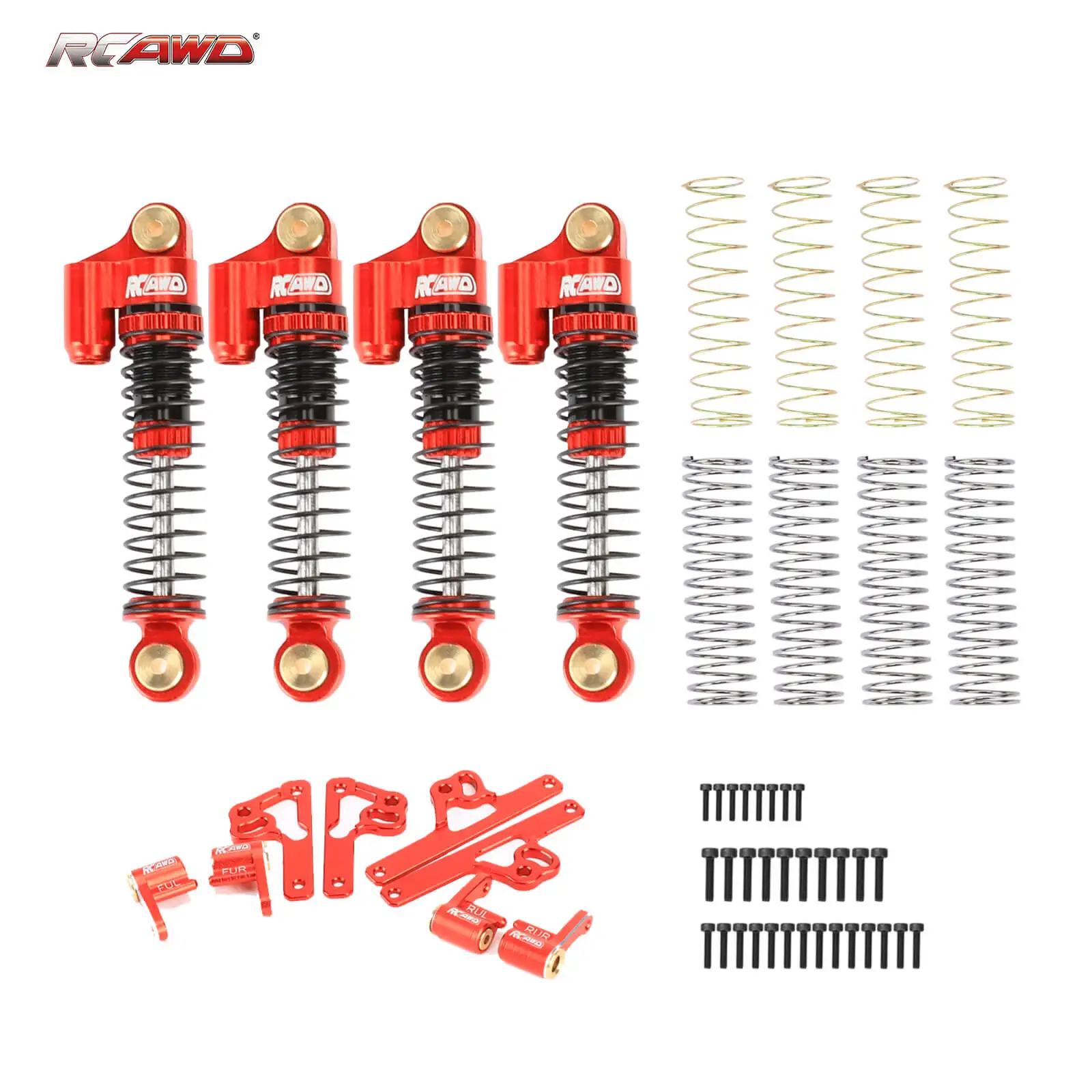 RCAWD Alloy Simulated shock absorber set + Increase itinerary activity shock fixed seat for Axial 1/24  SCX24 crawlers upgrades