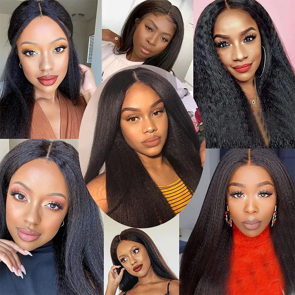 Kinky Straight Bundles With 13X4 Frontal Raw Indian Yaki Straight Human Hair Bundles With 4*4 Lace Closure Bundles With Frontal image 6