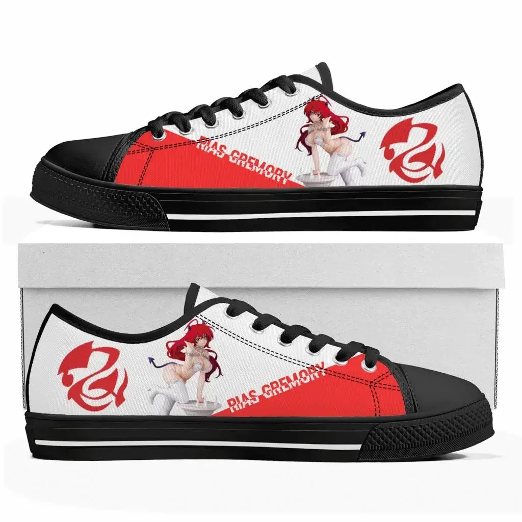 Anime High School DxD Rias Gremory Low Top Sneakers Mens Womens Teenager High Quality Canvas Sneaker Couple Shoes Custom Shoe