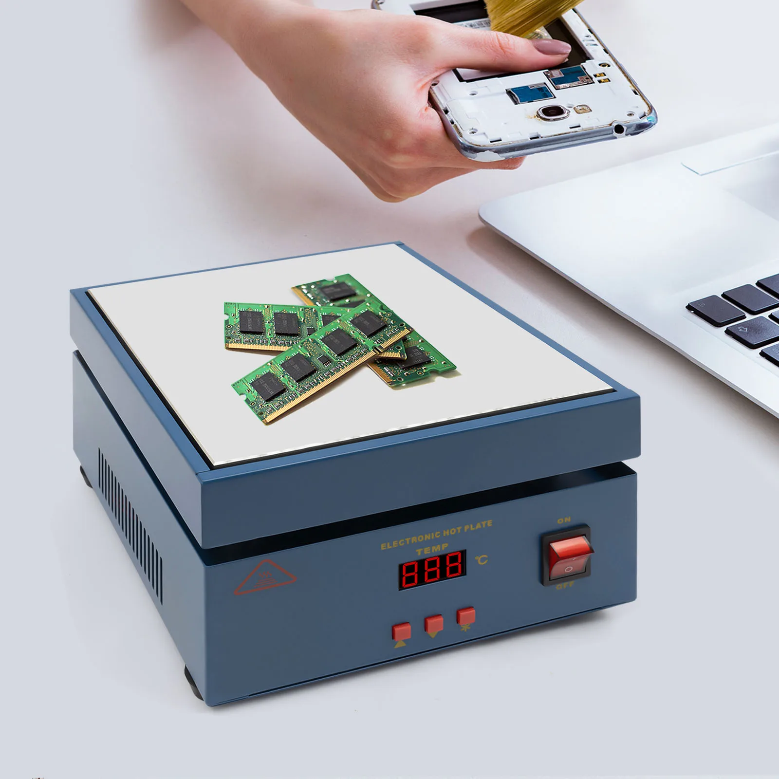 800W Microcomputer Electric Hot Plate Digital Display Preheat Soldering Station Lab Welder Hot Plate Rework Heater 20*20*20cm