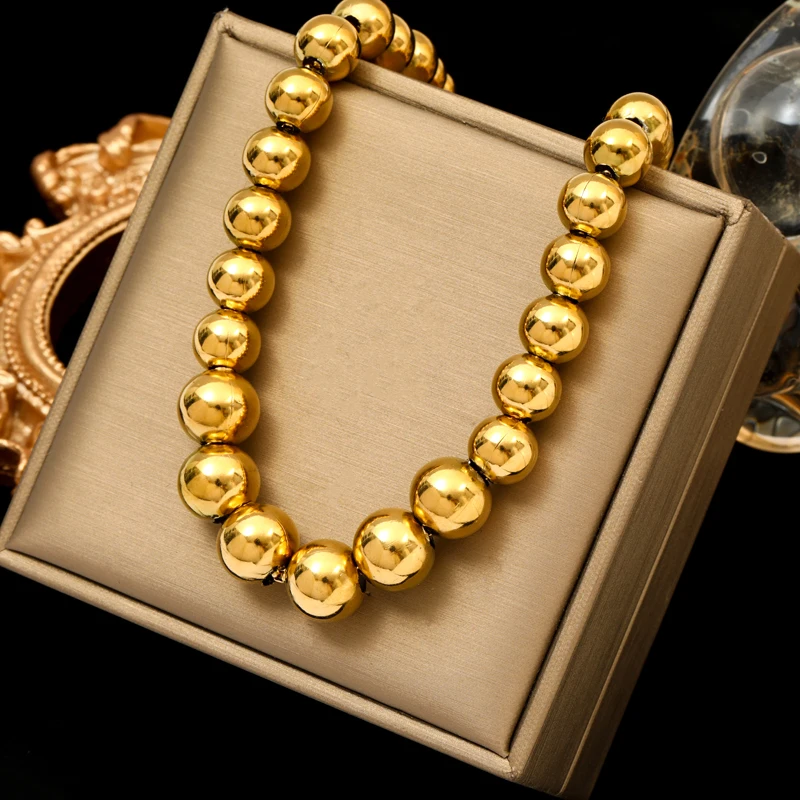 EILIECK 316L Rvs Mode Kralen Ketting Voor Vrouwen 2024 Nieuwe Effen Kralen Hals Ketting Waterdichte Sieraden Gift Colar