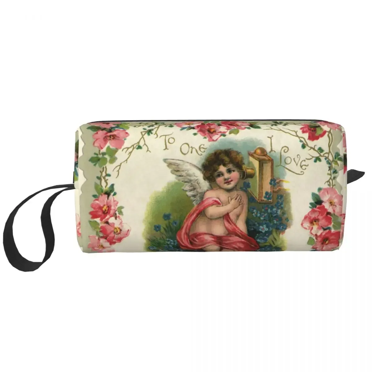 Custom Vintage Rose Victorian Angel Toiletry Bag for Women Cosmetic Makeup Organizer Ladies Beauty Storage Dopp Kit Case