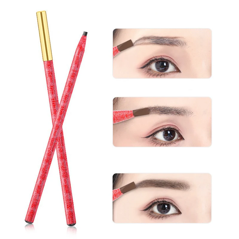 Damski makijaż ołówek do brwi wodoodporny czarny brązowy pisak do tatuażu profesjonalne kosmetyki brwi Microblading wzmocnienie brwi