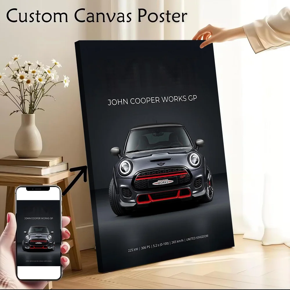 Sports Car John Cooper Works GP Printed Canvas Wall Art Customizable Paintings Poster Perfect Gift for Bathroom Decor Painting