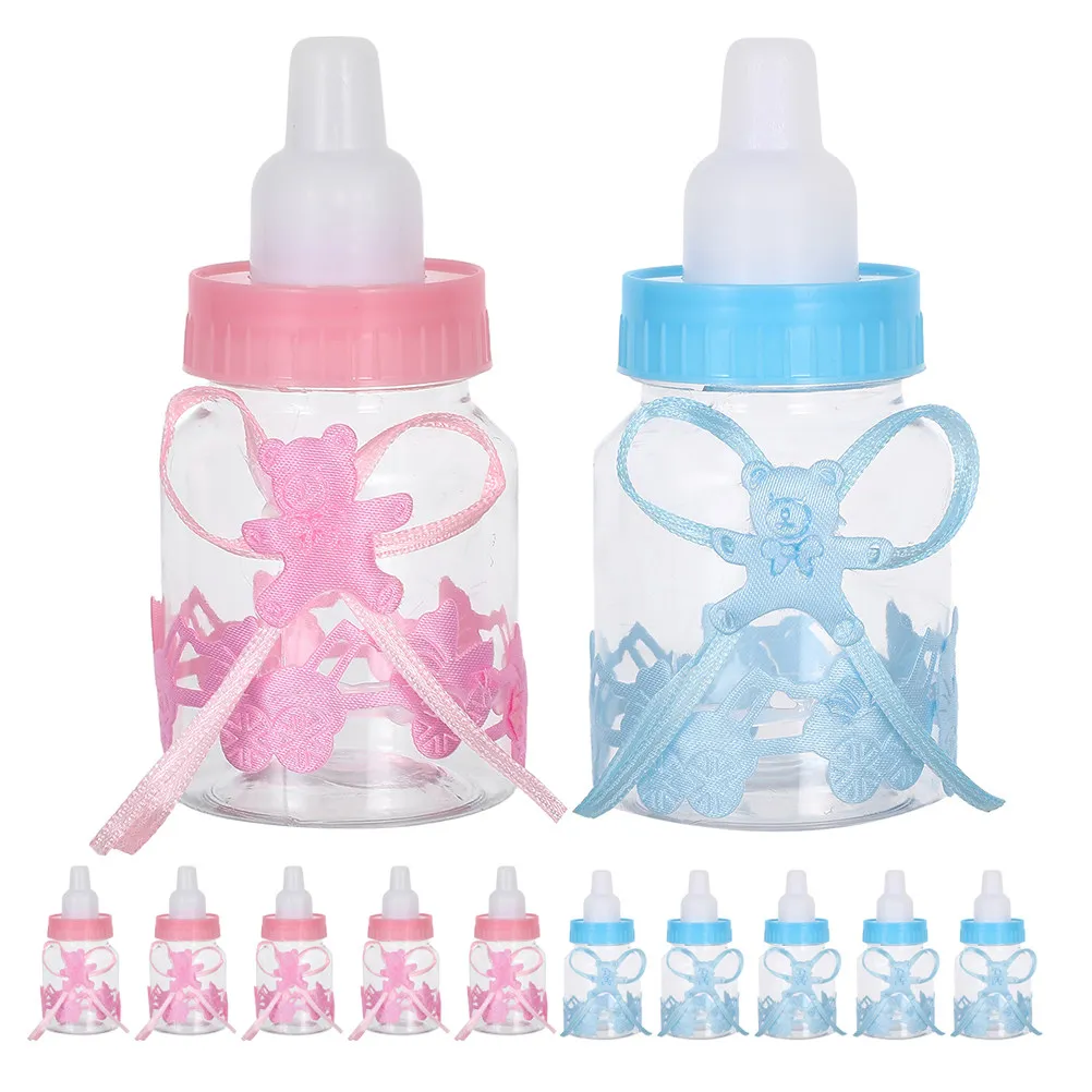 24Pcs Transparent Bottle Candy Boxes Refillable Milk Bottle Shower Favors Party Supplies Birthday Decorations