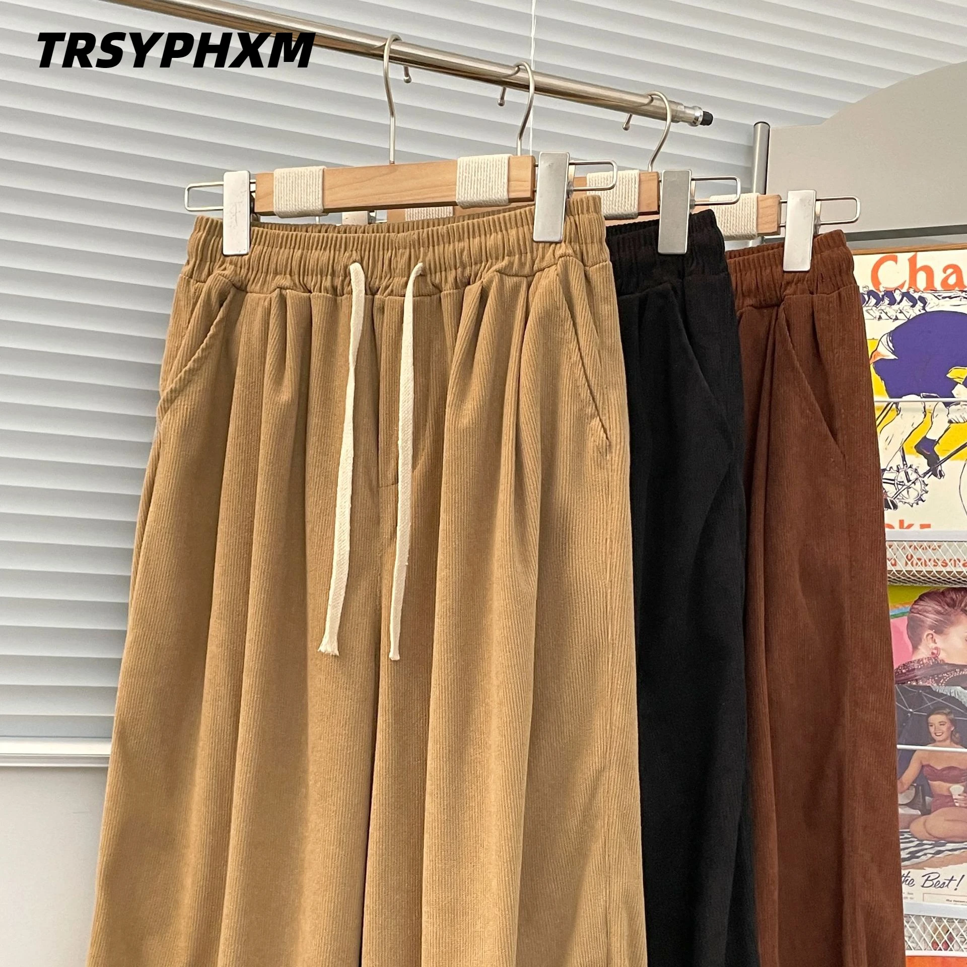 TRSYPHXM 2024 ใหม่กางเกงลําลองย้อนยุคอเมริกันสําหรับผู้ชายฤดูใบไม้ผลิและฤดูร้อนสไตล์ใหม่กางเกงกระชับสัดส่วนขาตรงอเนกประสงค์