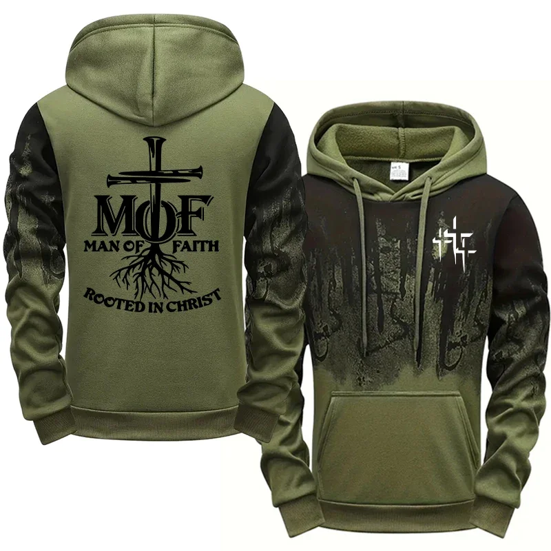Man of Faith Men's Tracksuit Hoodie&sweatpants 2026 Fall Winter Daily Casual Fashion Sportswear Outdoor Jogger Fitness Outfit view 5