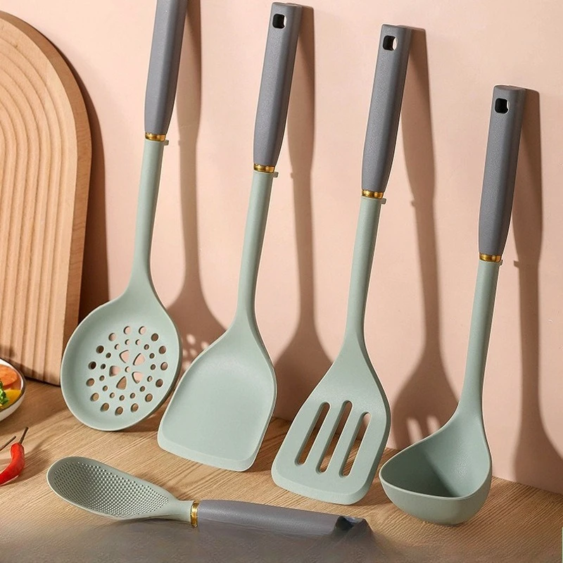 Silicone Handle Kitchen Utensils Two-color Silicone Kitchen Utensils 5-piece Set Silicone Shovel Spoon Rice Spoon Colander