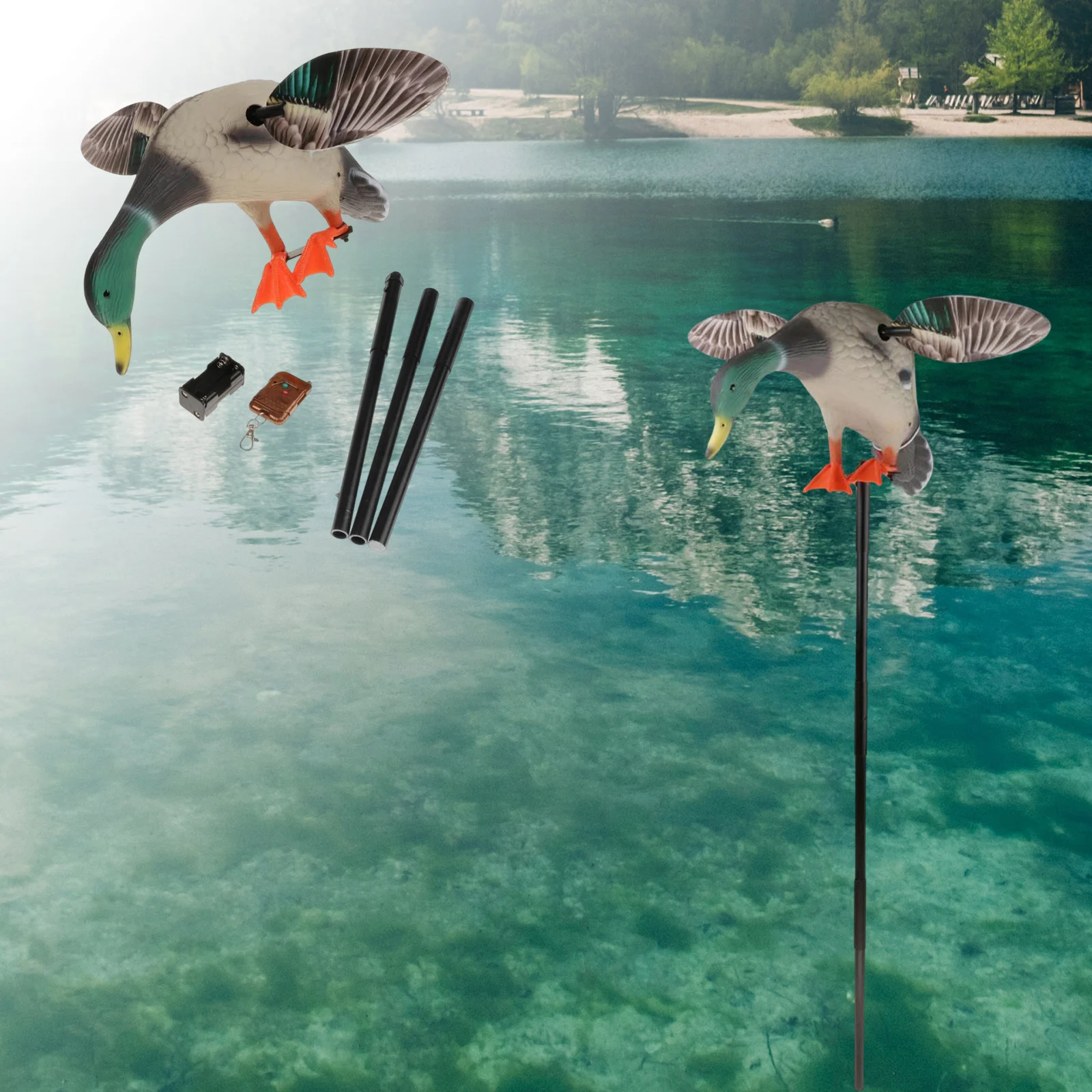 Hunting Duck Decoy Electric Flying Duck Motorized Duck Decoy With Remote Control With Spinning Wings for Outdoor Hunting Garden