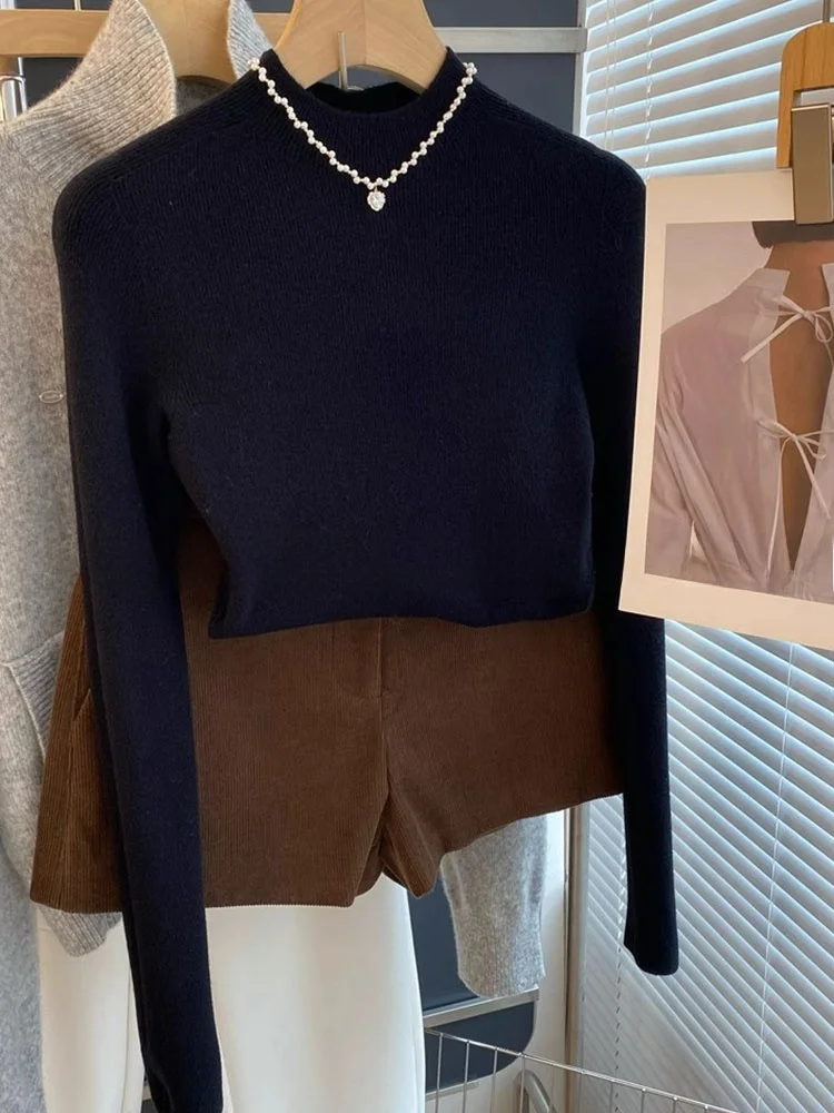 Koreanischer Sle Slim Fit Pure Color Simple Ele Base IRT 2025 Neuer Lazy Sle Top Damen Faion Strickpullover