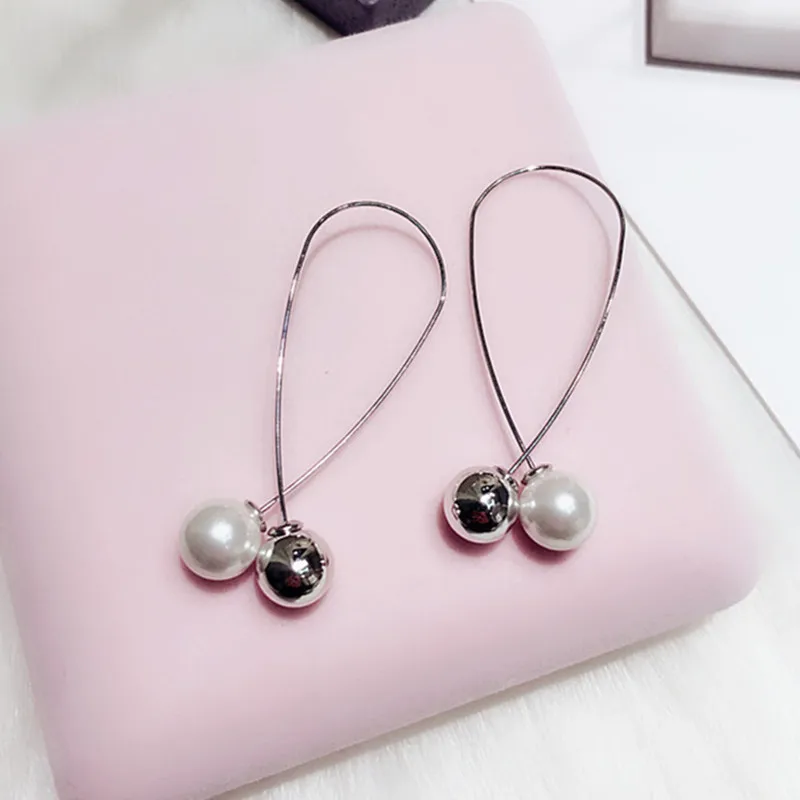 Hot Sale Simple Cross Imitation Pearl Earrings 2024 New Accessories Wholesale Jewelry Female Long Section Earrings Bijoux Gift