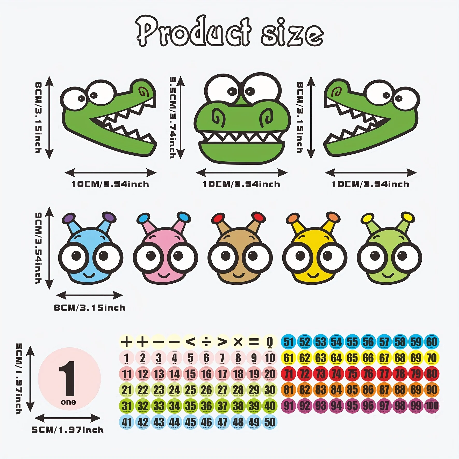 118 مجموعة الرياضيات الحيوانية الكرتونية المغناطيسية، 0-100 ملصقات رقمية ورموز التشغيل، مناسبة لأدوات التدريس في الفصول الدراسية #2