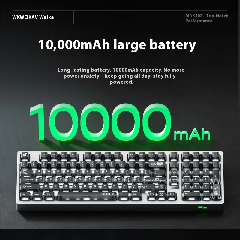 Weikav Max102 لوحة مفاتيح ميكانيكية من سبائك الألومنيوم ثلاثة أوضاع Qmk سماعة لاسلكية تعمل بالبلوتوث مخصصة تكوين كبير 101 مفاتيح عدة