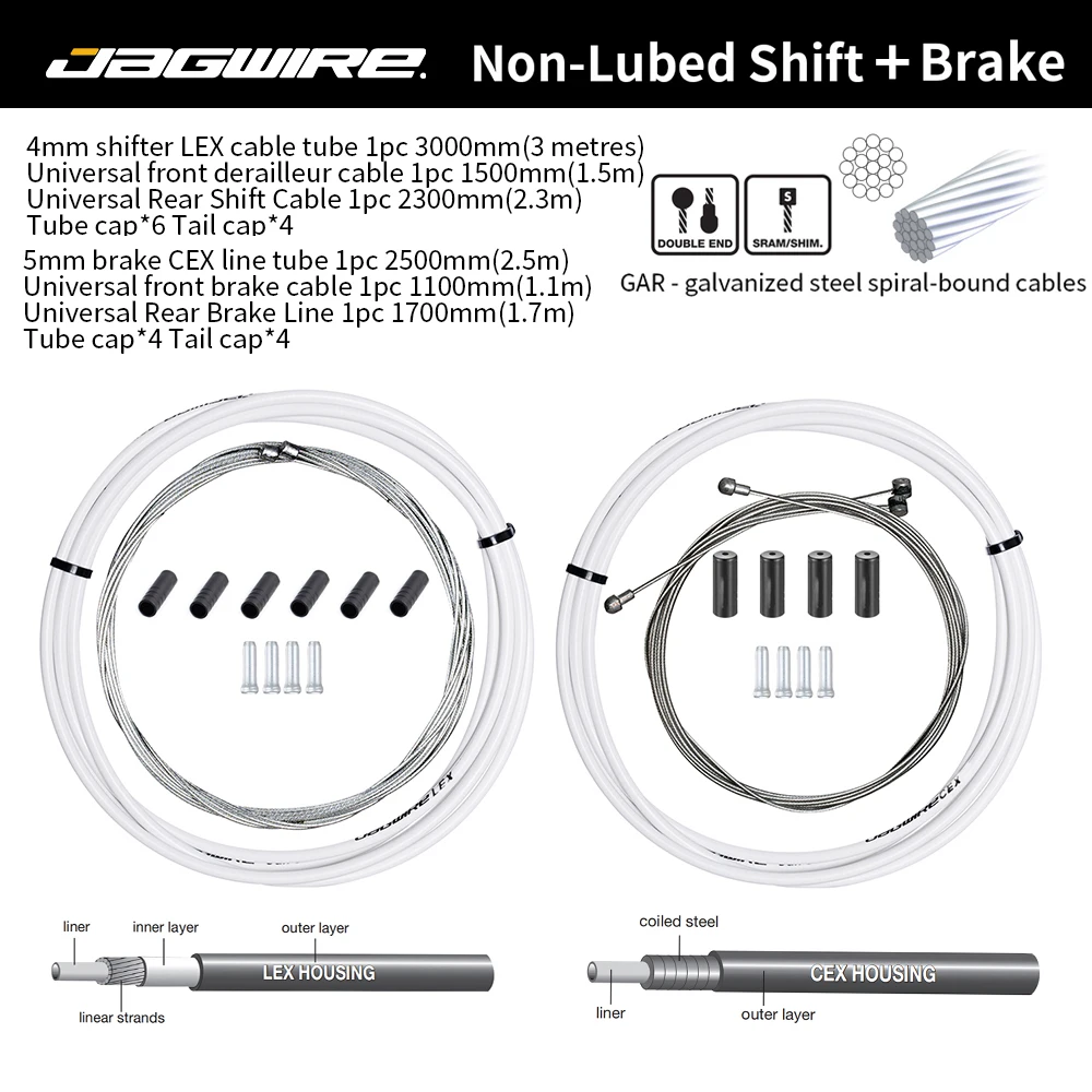 JAGWIRE Universele Fiets Rem/Shift Kabel Draad Pijp Voor 4mm/5mm MTB Racefiets derailleur Remleiding Voor Achter Niet-olieerde Buis